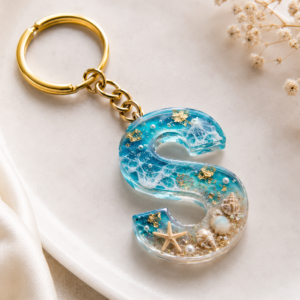 Resin Ocean Initial Keychain