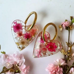 Heart-Shaped Resin Earrings